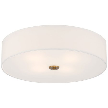 Access Lighting Mid Town, LED Flush Mount, Antique Brushed Brass Finish, Fabric 64064LEDDLP-ABB/WH